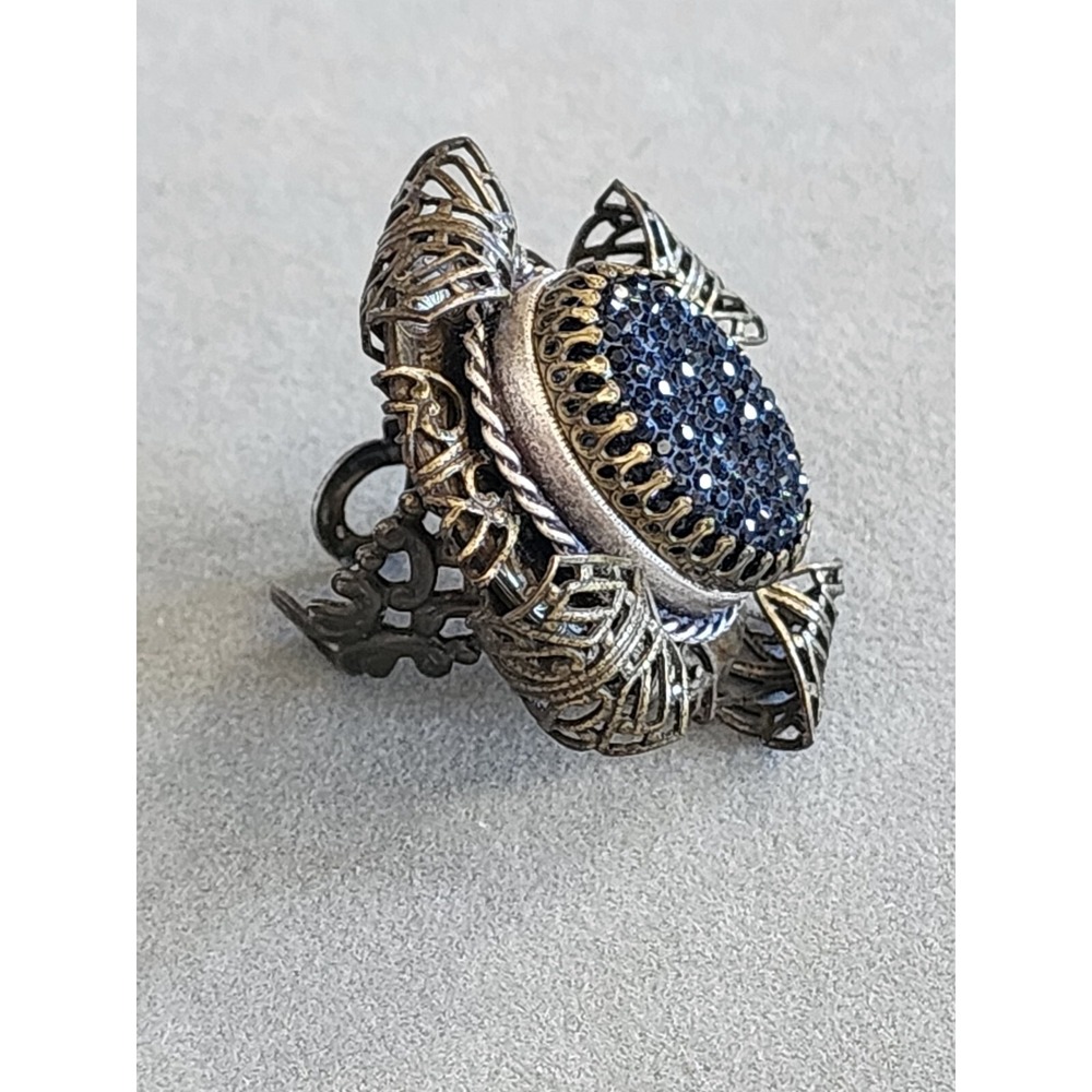 Vintage OLLIPOP USA 'Sweet Romance' Black Stone Ring Victorian FREE‎ $HIPPING!